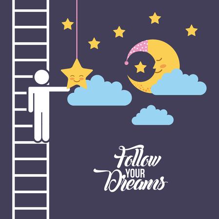 follow your dreams background icon vector illustration design graphicのイラスト素材