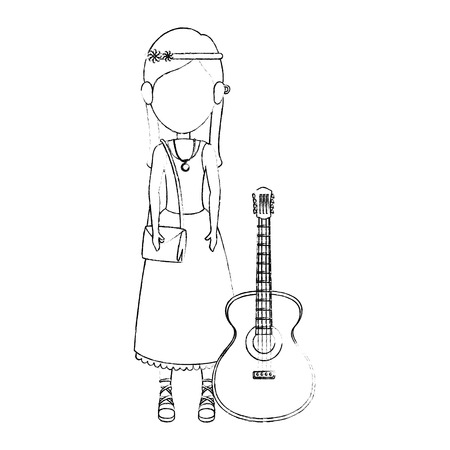 Hippie woman cartoon icon vector illustration graphic designのイラスト素材