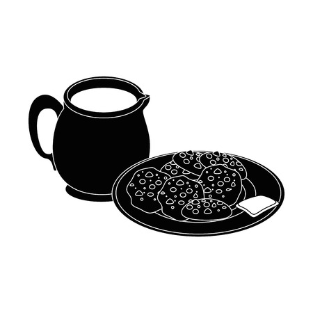 Chocolate chip cookies and milk icon vector illustrationのイラスト素材