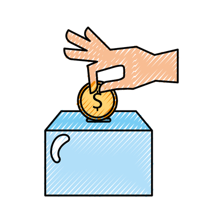 hand human with money and urn vector illustration designのイラスト素材