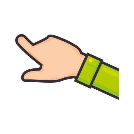 Human hand pointing icon over white background colorful design vector illustrationのイラスト素材
