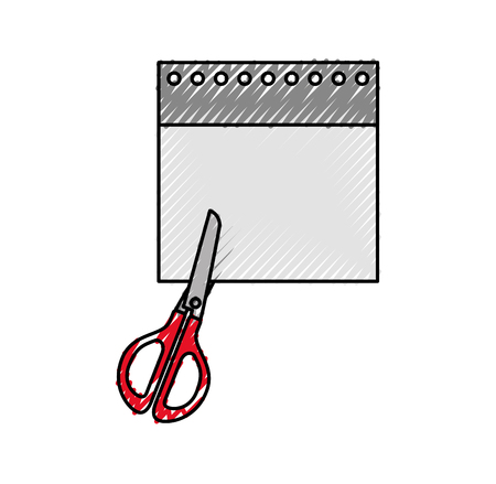 notebook sheet with scissor vector illustration designのイラスト素材