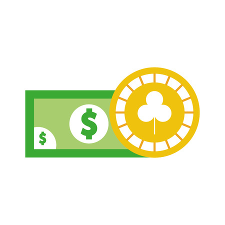 casino chips with bill vector illustration designのイラスト素材