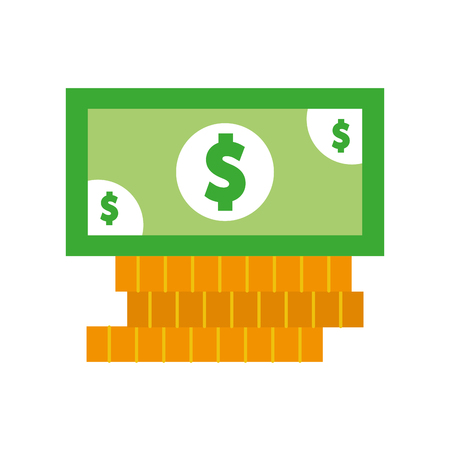 coins and bill money isolated icon vector illustration designのイラスト素材