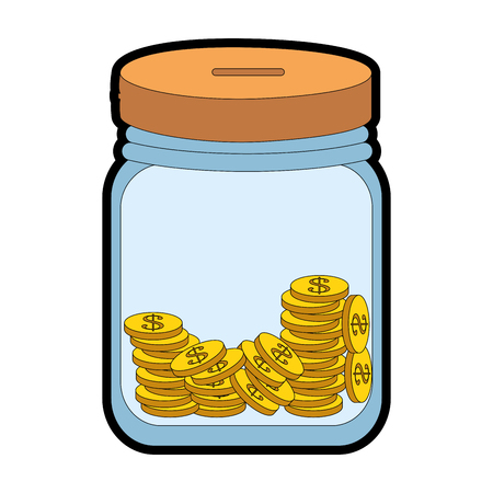 bottle with coins icon over white background vector illustrationのイラスト素材