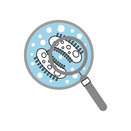 Study of bacteria with magnifying glass vector illustration designのイラスト素材