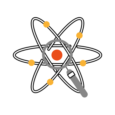atom molecule with magnifying glass vector illustration designのイラスト素材