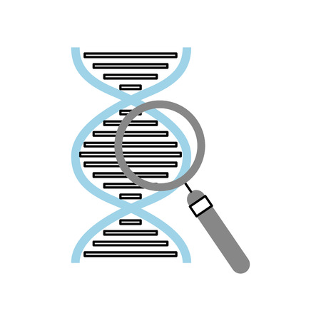 dna molecule with magnifying glass vector illustration designのイラスト素材