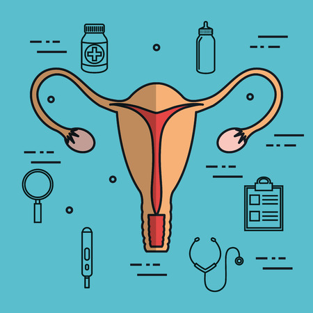 uterus fertilization pregnancy set collection medical icons vector illustrationのイラスト素材