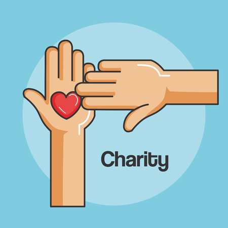 hands and heart icon of kindness and charity vector illustrationのイラスト素材