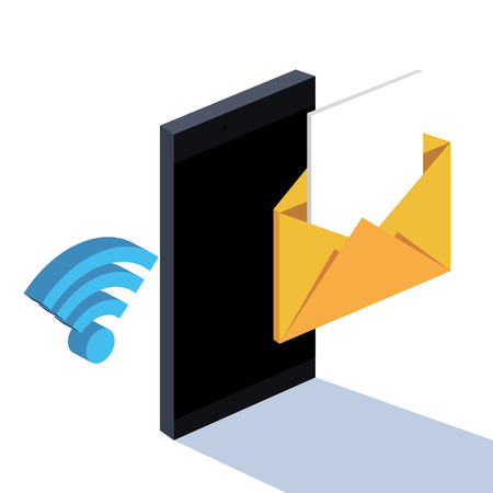 smartphone messages email wifi connected technology vector illustrationのイラスト素材