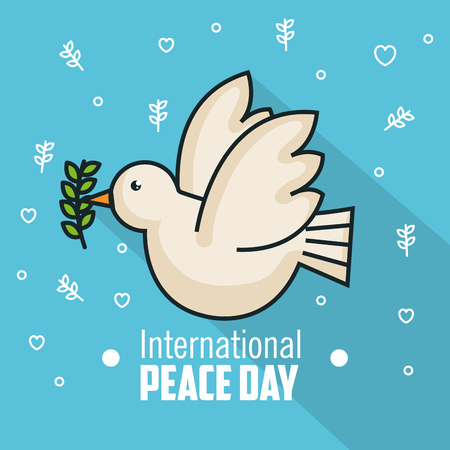 international peace day pigeon with branch olive vector illustrationのイラスト素材