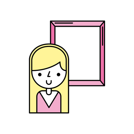 cute woman avatar with picture vector illustration designのイラスト素材