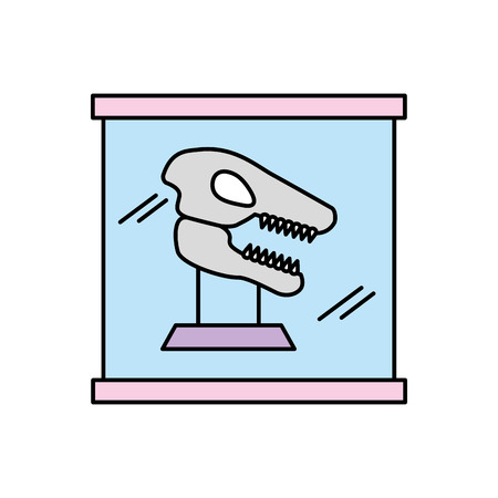 Museum dinosaur skeleton in urn glass vector illustration designのイラスト素材