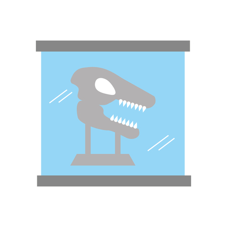 Museum dinosaur skeleton in urn glass vector illustration designのイラスト素材
