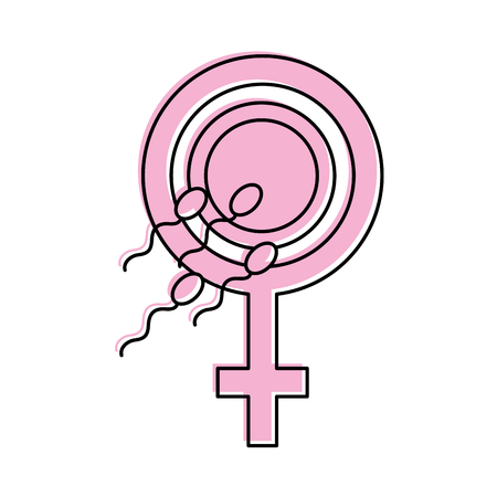 Fertilizing sperm with female symbol vector illustration designのイラスト素材