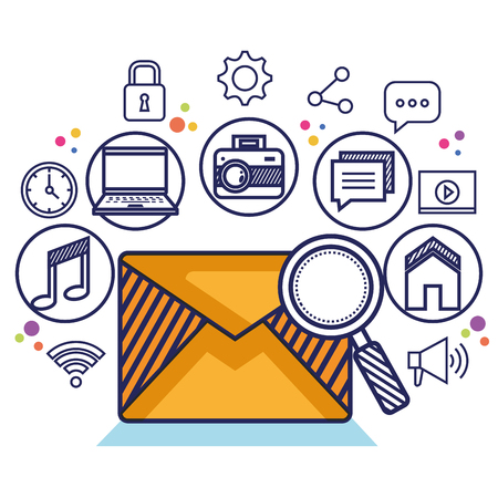 Email social media communication letter message vector illustrationのイラスト素材