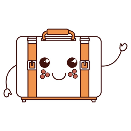 suitcase travel kawaii character vector illustration designのイラスト素材