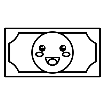 bill dollar money kawaii character vector illustration designのイラスト素材