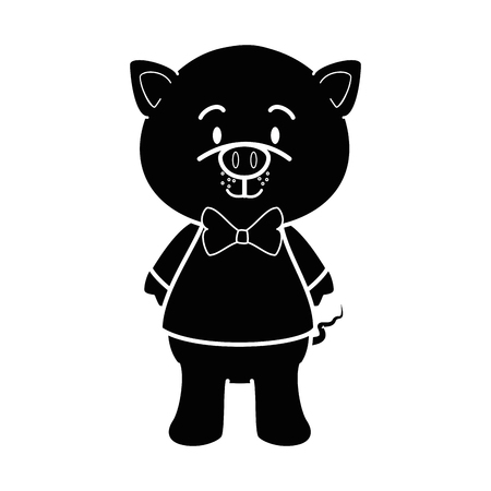 cartoon pig animal icon over white background colorful design vector illustrationのイラスト素材