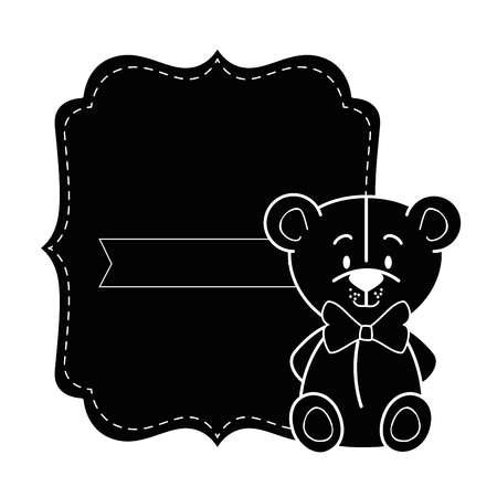 baby shower card with bear icon over white background colorful design vector illustrationのイラスト素材