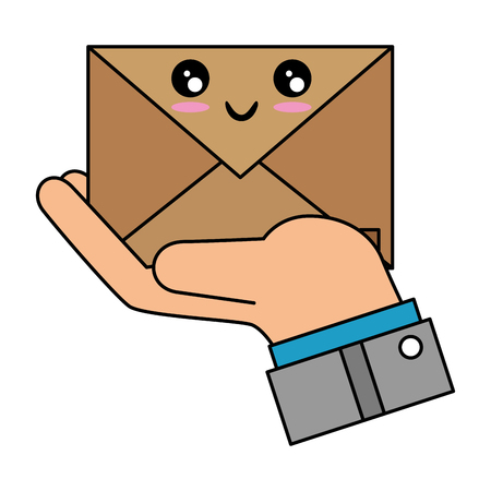hand holding a carton box icon over white background vector illustrationのイラスト素材