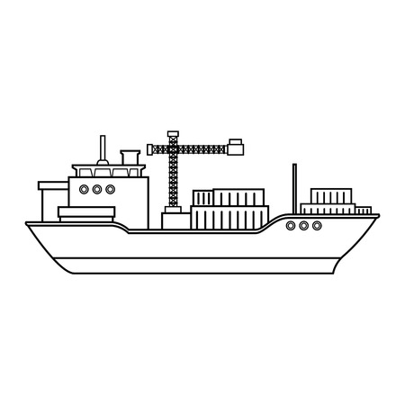 cargo ship icon over white background vector illustrationのイラスト素材