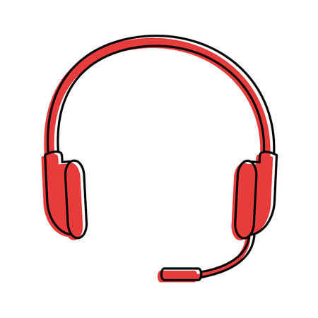 headset icon over white background vector illustrationのイラスト素材