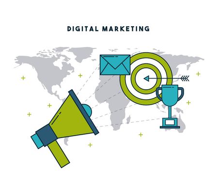 digital marketing cartoon icon vector illustration design graphicのイラスト素材