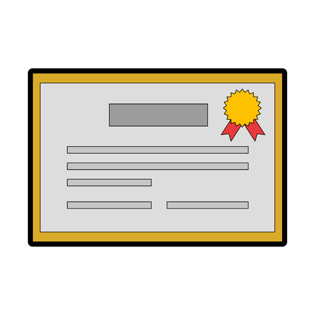 certificate document icon over white background vector illustrationのイラスト素材