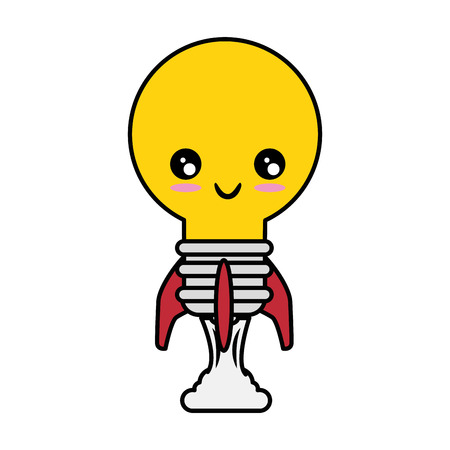 rocket with light bulb shape icon over white background vector illustrationのイラスト素材