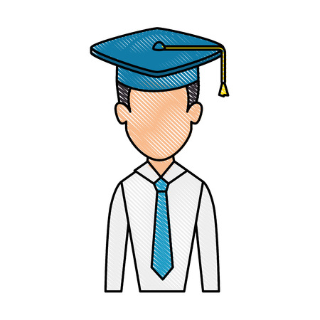 man with graduation cap icon over white background vector illustrationのイラスト素材