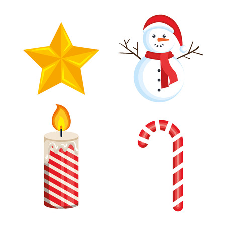 set christmas decoration ornament elements vector illustrationのイラスト素材