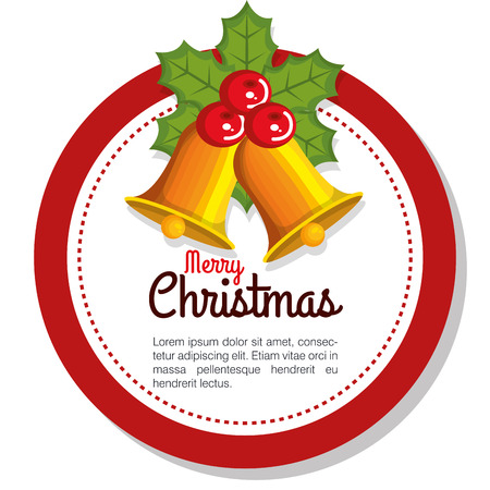golden bell with red holly berry star christmas decoration vector illustrationのイラスト素材