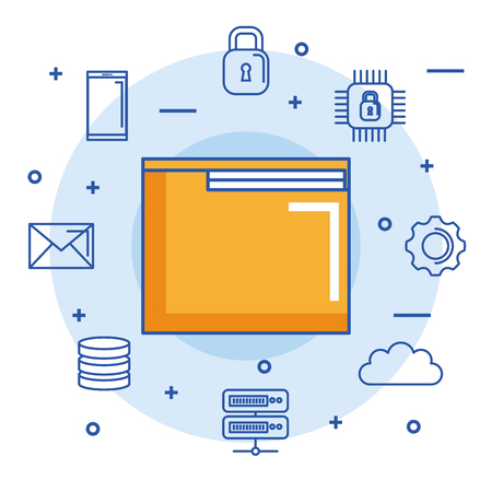 folder file document digital internet secure email cloud data vector illustrationのイラスト素材