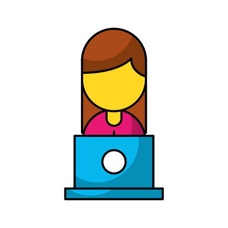 Businesswoman avatar with laptop vector illustration designのイラスト素材