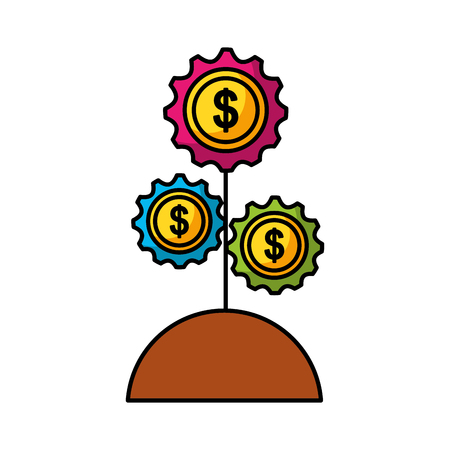Plant with gears machine isolated icon vector illustration designのイラスト素材