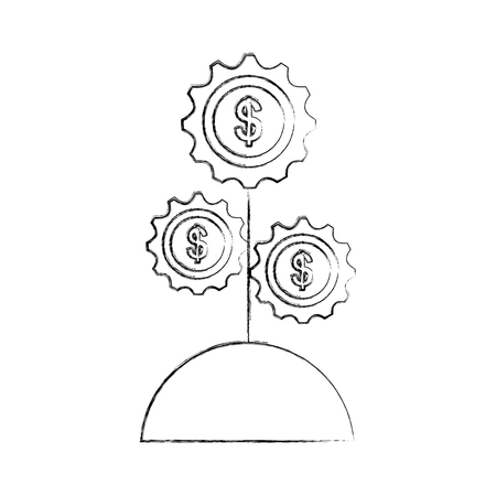 plant with gears machine isolated icon vector illustration designのイラスト素材