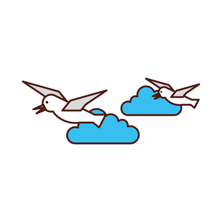 gulls flying isolated icon vector illustration designのイラスト素材