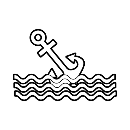 anchor maritime with waves vector illustration designのイラスト素材