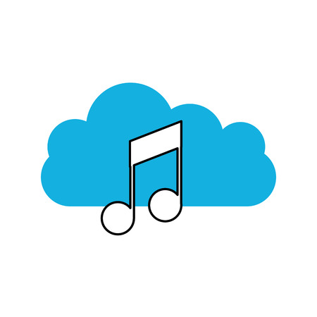 cloud computing with music note isolated icon vector illustration designのイラスト素材