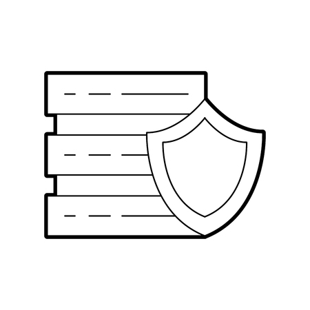 computer tower with shield vector illustration designのイラスト素材