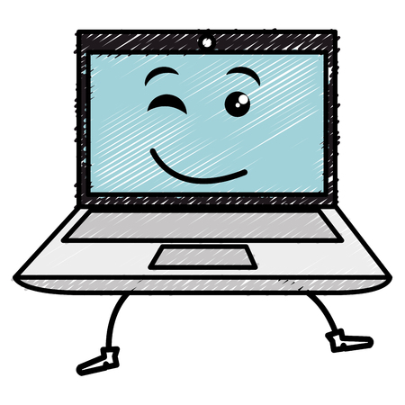 laptop computer kawaii character vector illustration designのイラスト素材