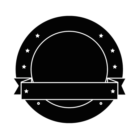 emblem and  decorative ribbon icon over white backgorund vector illustrationのイラスト素材