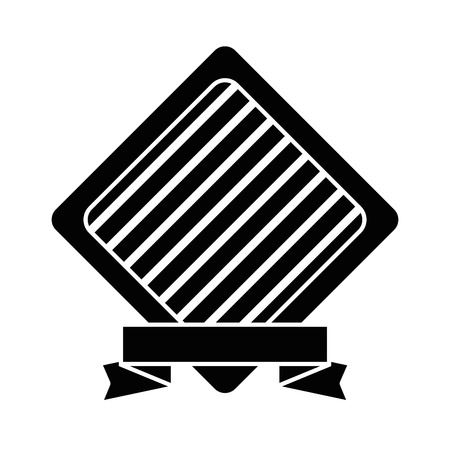 emblem and  decorative ribbon icon over white backgorund vector illustrationのイラスト素材