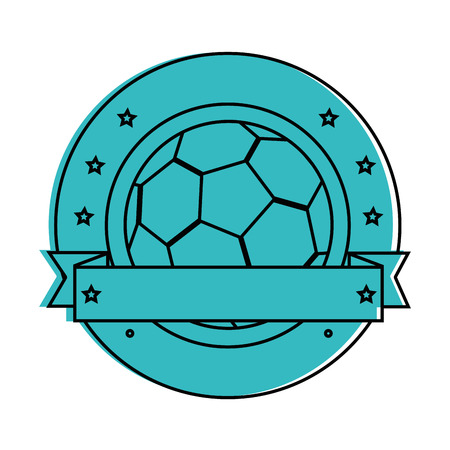 emblem with soccer ball icon over white background vector illustrationのイラスト素材