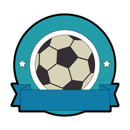 emblem with soccer ball icon over white background vector illustrationのイラスト素材