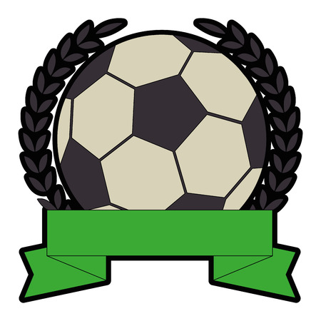 emblem with soccer ball icon over white background vector illustrationのイラスト素材