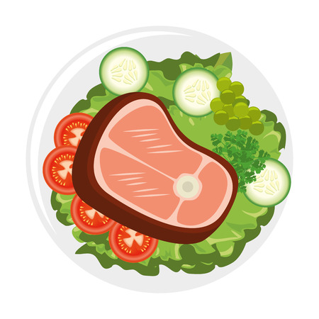 gourmet dish with meat steak icon over white background vector illustrationのイラスト素材