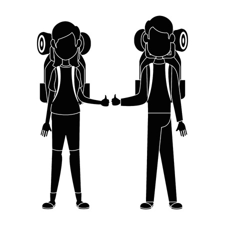 Couple of backpackers icon vector illustration graphic designのイラスト素材